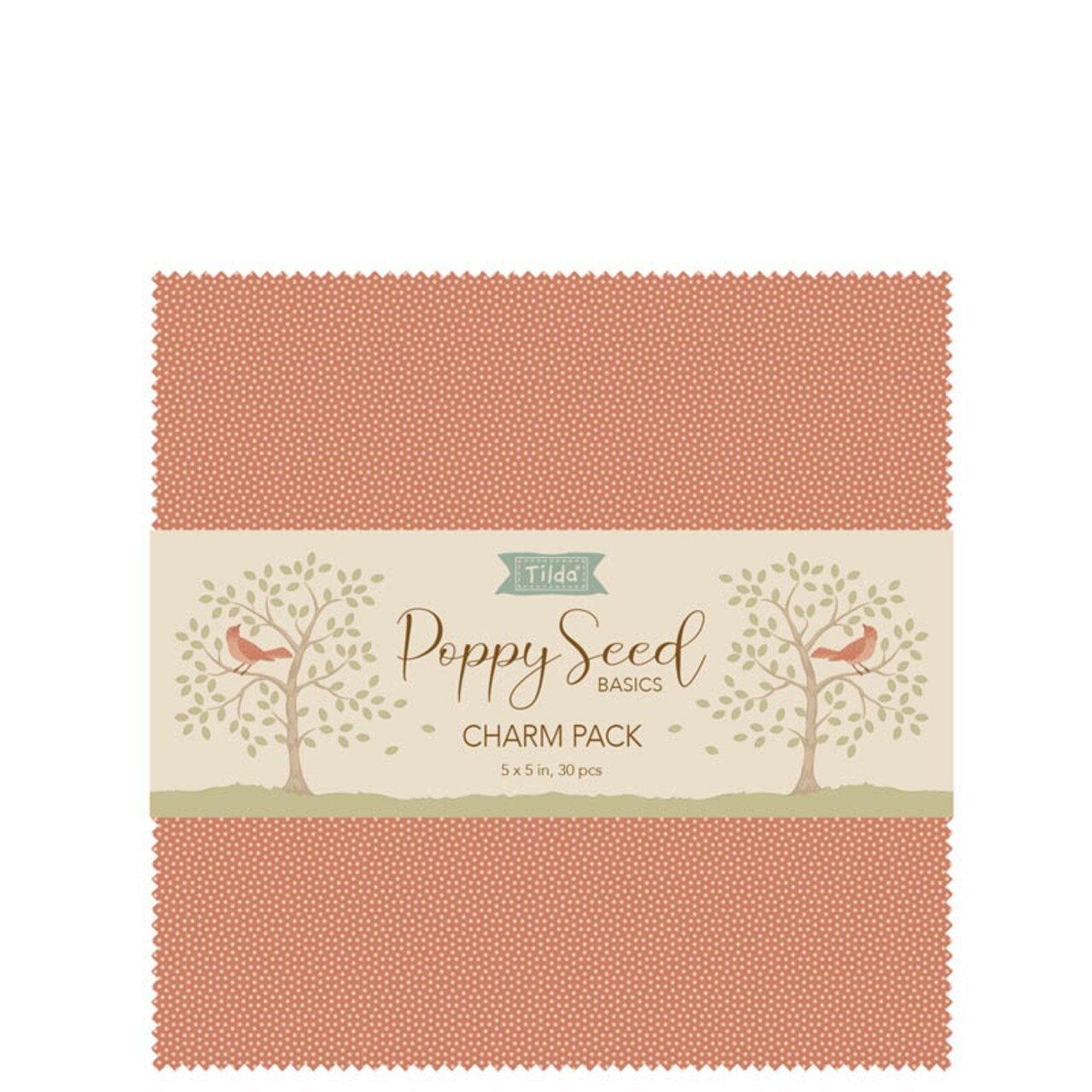 Tilda Poppy Seed Charm Pack 5" Squares - 30 pcs (2 each design) - 100% Cotton